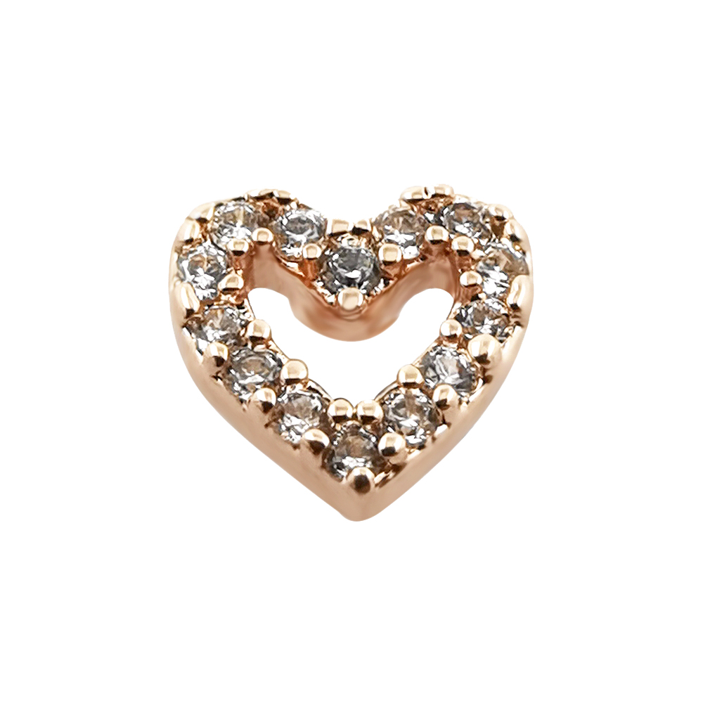 JHJT 1PC Heart Dermal Anchor Top with Titanium Base Micro Dermal Piercings CZ Skin Diver Surface Implants Sexy Jewelry: SILVER PLATED