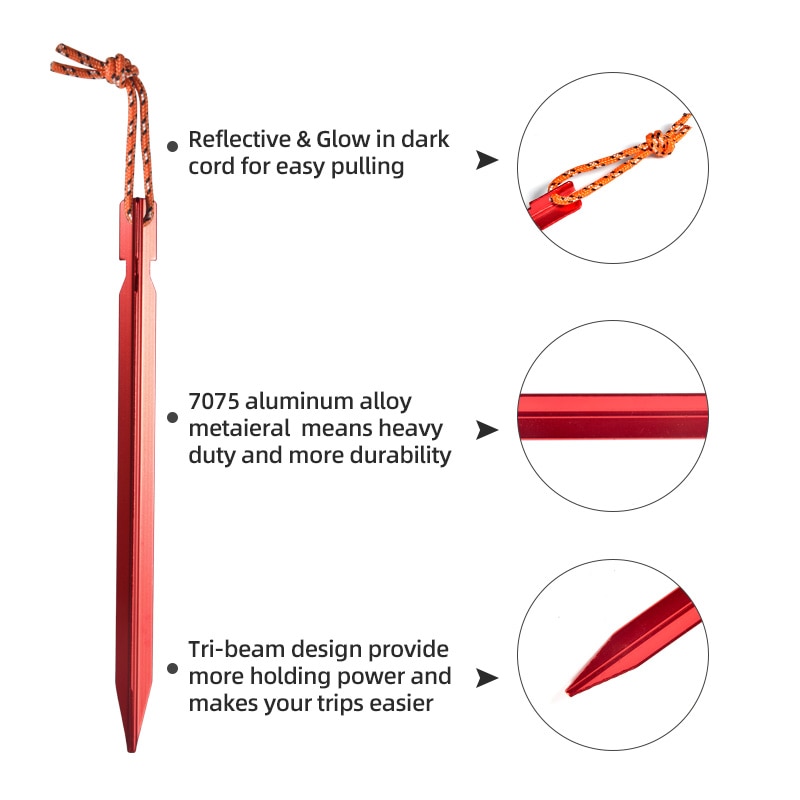 5 uds clavijas de tienda de aluminio 18cm Estaca de tienda con cuerda para tienda exterior clavo Peg tienda accesorios equipo