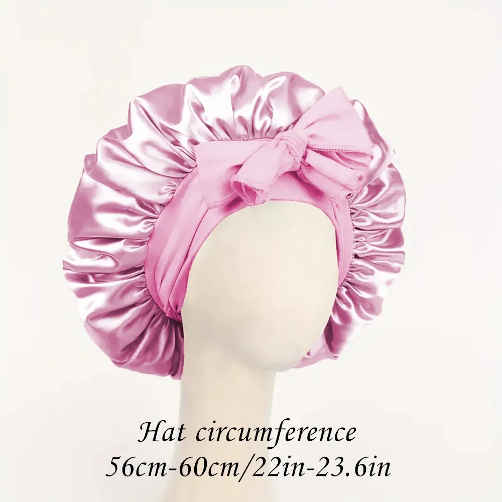 Gorro de satén Gorro de seda Bonne ajustable para dormir Gorro para el pelo con banda para atar Gorros para mujeres y hombres