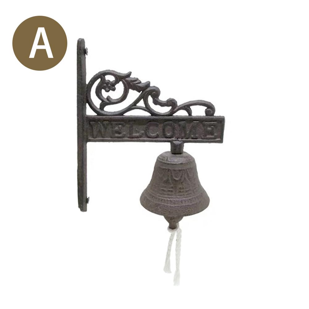 Vintage marron en fonte porte cloche en métal rustique mural chat sonnette extérieur décorations pour la maison: A