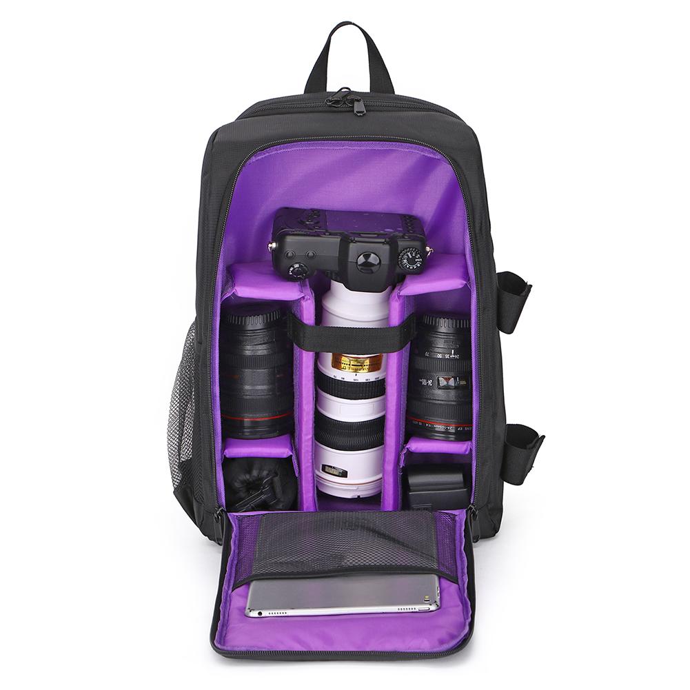 Waterproof Digital DSLR Camera Backpack w/ Rain Cover Laptop 15.6inch Case: Purple