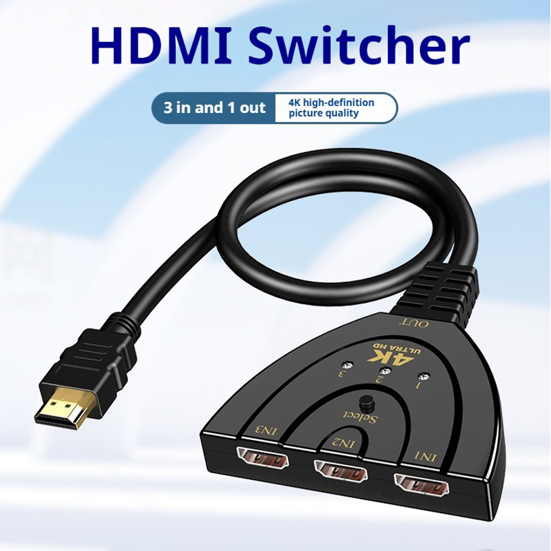 HDMI Switcher 3-Input and 1-Output Cable Seperater 4K HD Converter for Set-Top Box/Connection Display/TV