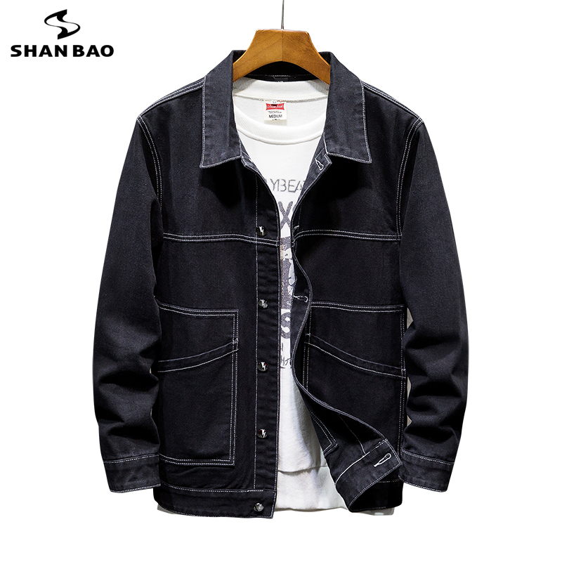 SHAN BAO – veste en Denim pour homme, classique, ample, décontractée, en coton, grande taille XL – 8XL, printemps-automne