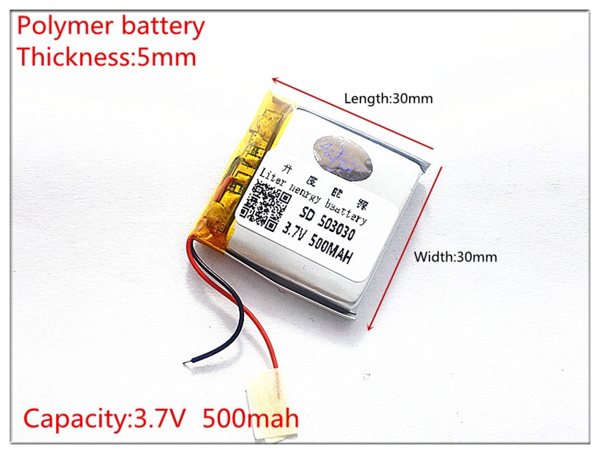 503030 3,7 V 500 mAh 453030 Batteria ricaricabile ai polimeri di litio Li Po agli ioni di litio per fotocamera Mp3 DVD GPS elettronica bluetooth