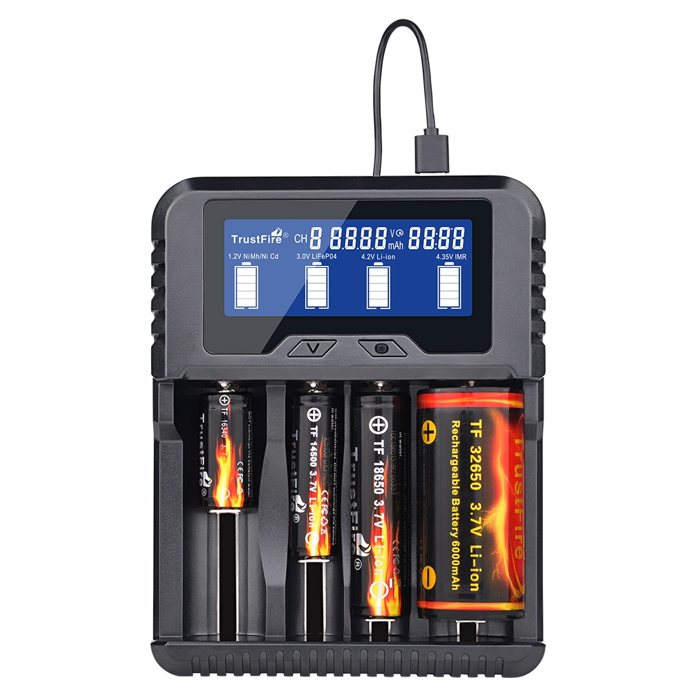 Trustfire TR-020 Battery Charger Household Powerbank for Li-ion IMR 18650 26650 32650 Ni-MH Ni-Cd AA RCR123A RCR123 Batteries