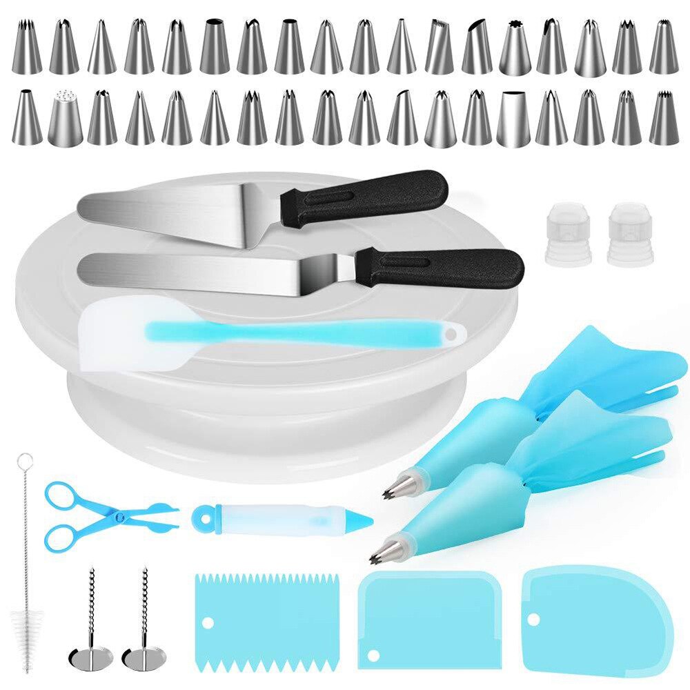 Plateau Tournant à Gâteau, Support à Gâteau Tournant en PP, Kit de Décoration de Gâteau de 11