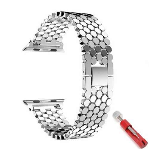 Strap Voor Apple Horloge Band 45Mm 41Mm 44Mm 40Mm 42Mm 38Mm Rvs Horlogeband correa Armband Iwatch Serie 7 6 Se 5 4 3: silver / 38mm-40mm-41mm