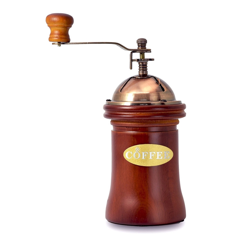Manual Coffee Grinder Wood Vintage Hand Crank Coffee Mill with Adjustable Gear