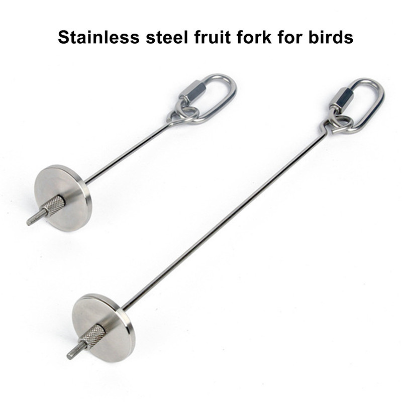 Bird Food Holder Stainless Steel Bird Foraging Feeder Hanging Fruit Stick Skewers Toy for Parrot, Small Bird