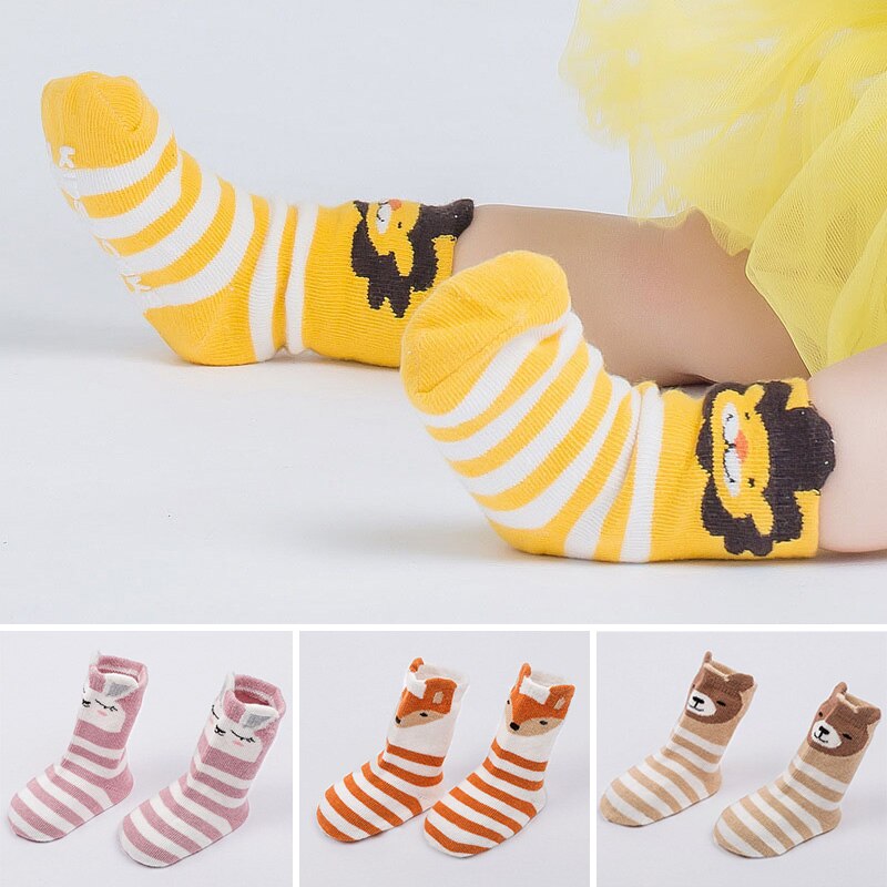 Nette Karikatur Baby Socken Für Neugeborene Streifen Baby Mädchen Jungen Socken Baumwolle Kleinkind Kleinkind Anti Unterhose Boden freundlicher Socken