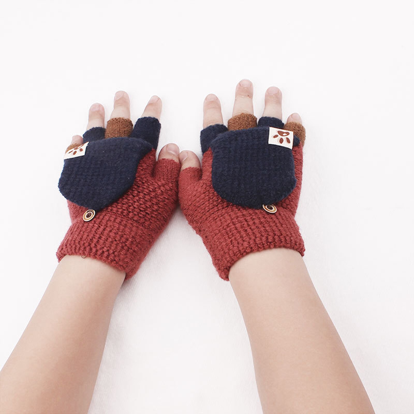 #4 guantes sin dedos guantes de bebé mitones Варежки bebé guantes de invierno chico s niño niños chico invierno cálido de punto de lloguer de Flip Top