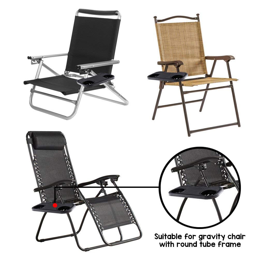 Chair Tray Side Tray Drinking Folding Camping Picnic Outdoor Strand Stool Beach Garden BBQ Chair Side Tray Cup Holder for Drink