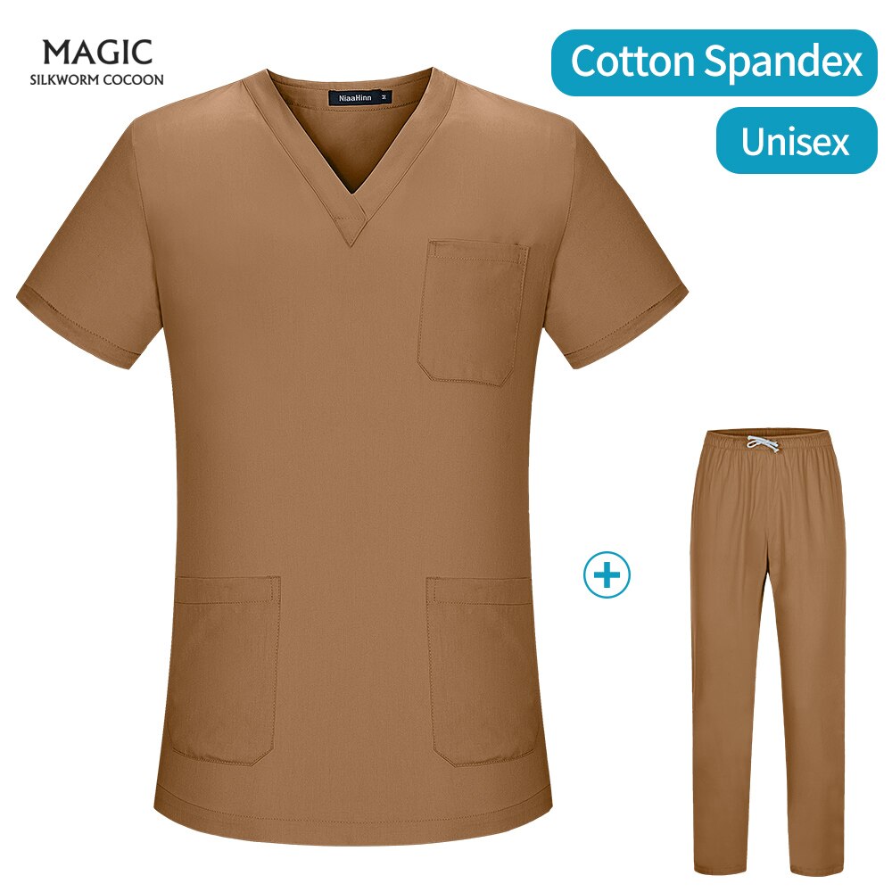 Spa Uniforms tops+pants Stretch spandex+cotton scrub uniforms pet grooming work wear Scrubs women suits
