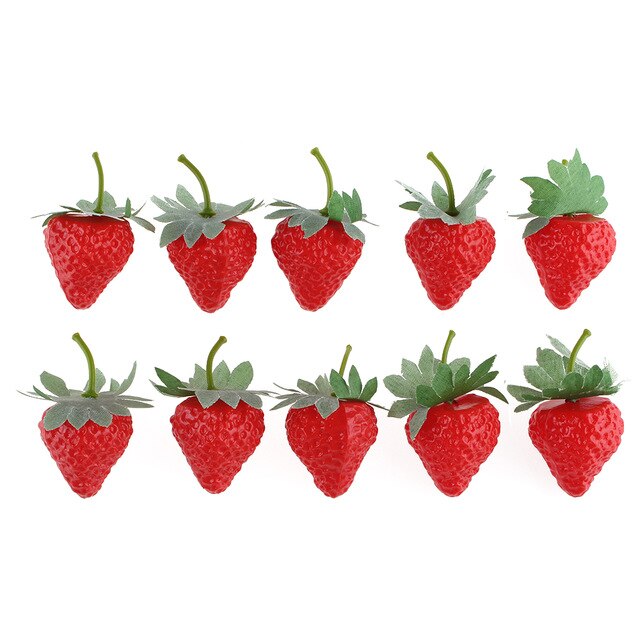 10 stück Künstliche Erdbeeren Obst Realistische Kunststoff Erdbeere Für Fotografie Stütze Korb Anzeige Küche Dekor: L