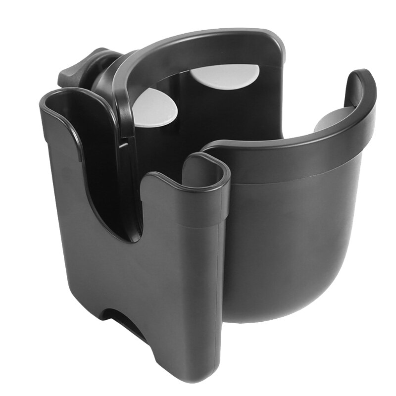 Portavasos para cochecito de bebé 2 en 1 + soporte para teléfono, troller, accesorios para botellas de leche, soporte para botella de bicicleta: Negro