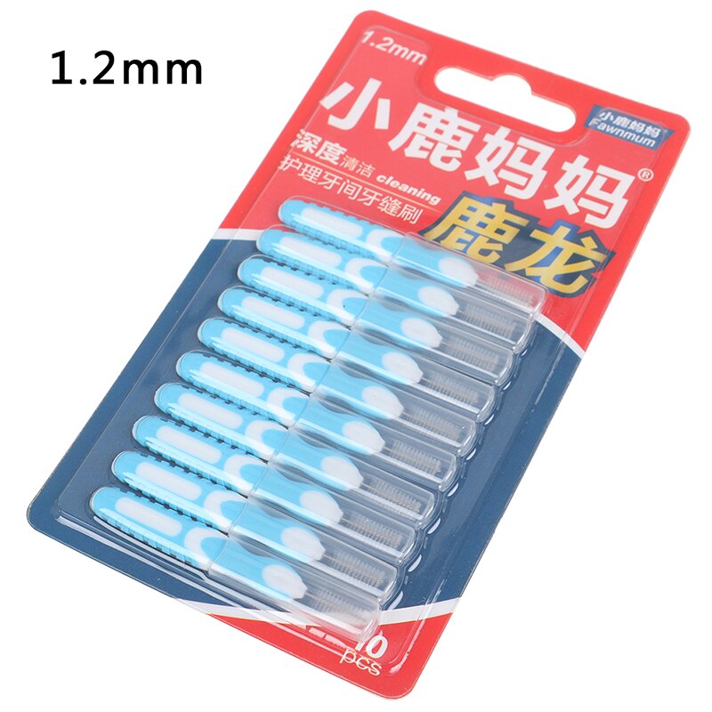 10 Uds. Cepillo Dental Interdental cepillos de limpieza cepillo de dientes Push-pull palillo de dientes para adultos limpiar entre dientes cepillos de limpieza: blue