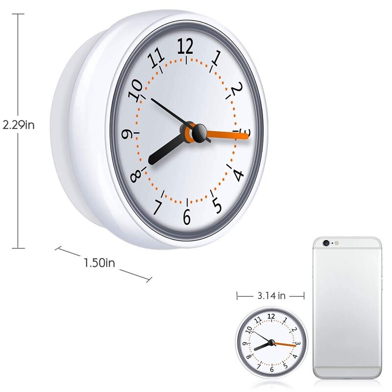Mini Douche Klok Waterdichte IP24 Wandklok Zuignap Badkamer Klok Acryl Gezicht Zuig Klok Voor Douche Washroom Keuken