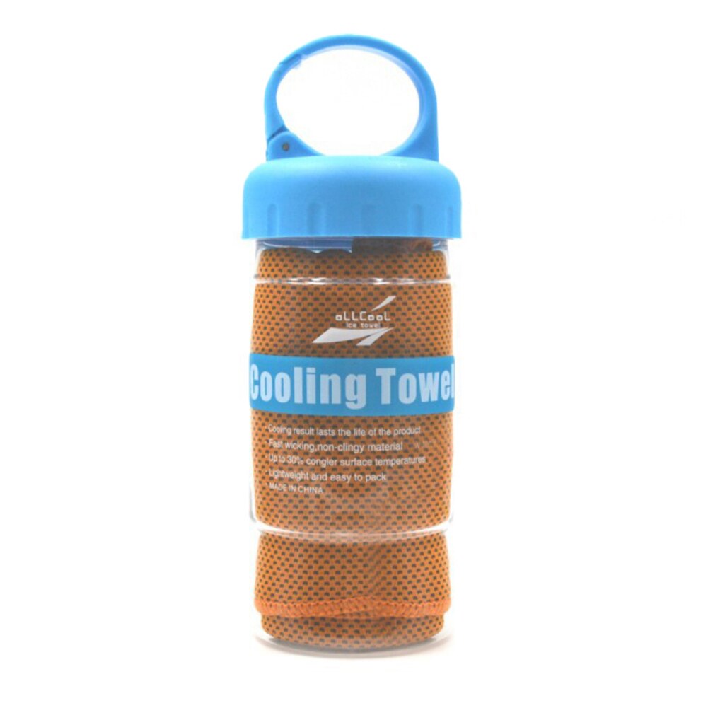 Serviette refroidissante instantanée chaude glace | Avec bouteille, serviette pour cyclisme, Jogging, sport de plein air, soulagement de la chaleur, serviette fraîche réutilisable: Warn Orange