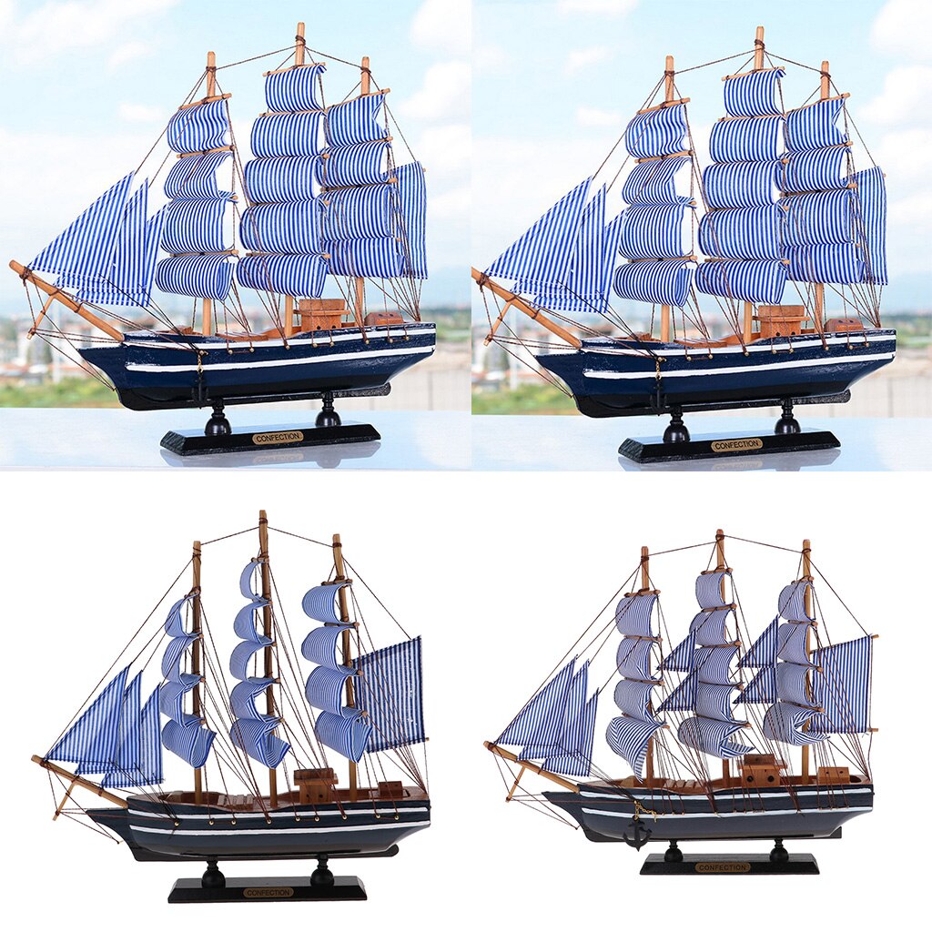 Mediterranean Pirate Ship Sailboat Wood Model Decorative Nautical Decor