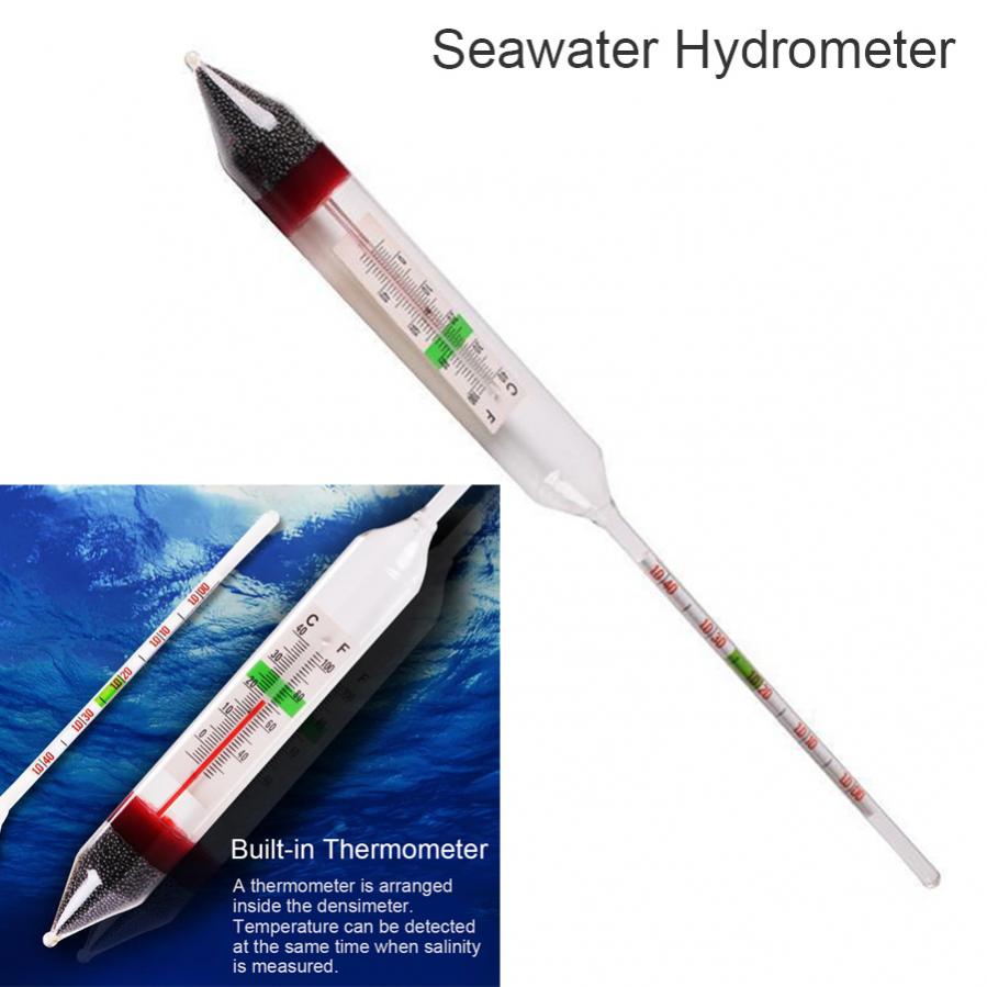 Salinity Meter Tester Seawater Densimeter Seawater Hydrometer with Thermometer Fishbowl Aquarium Density Meter 1.000-1.060