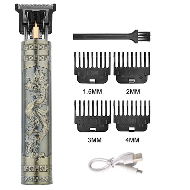 Vintage T9 électrique Portable Machine de coupe de cheveux USB charge sans fil T9 tondeuse à cheveux hommes sans fil électrique tondeuse à cheveux: Bleu