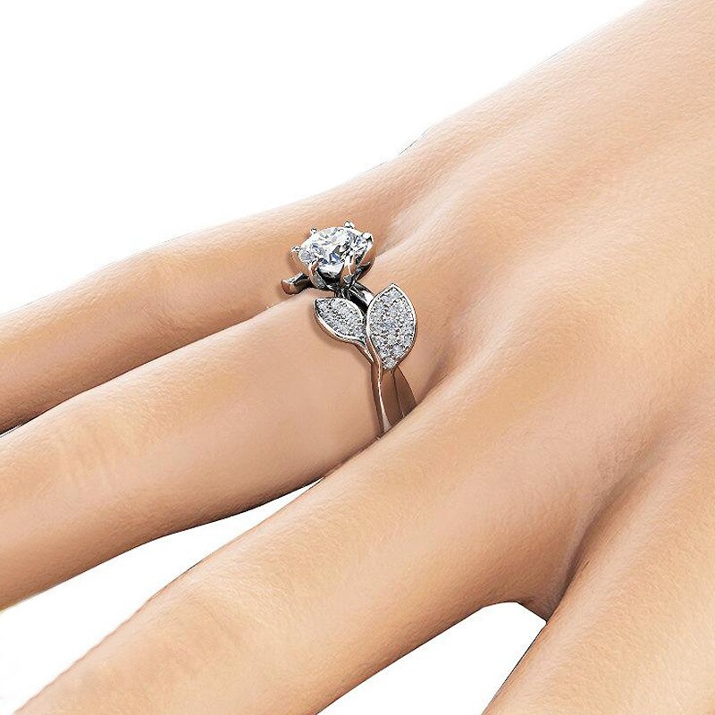 neue Blume Ringe Für Frauen Schmuck Zubehör, Verlobung, Hochzeit Band exquisit Weiß Kristall Zirkon Frauen Ringe