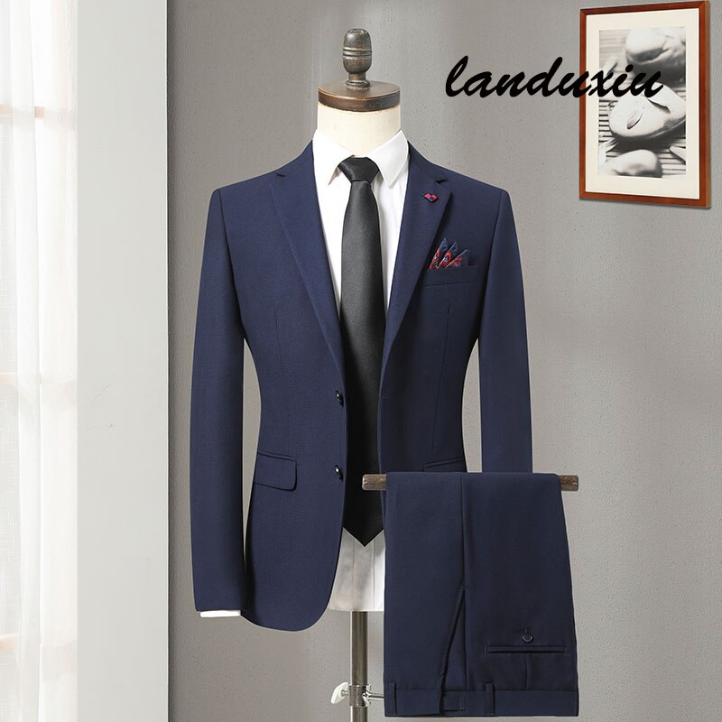 2022 Men Business Suit object Latest Formal Piece Suit Blazer Wedding Party Male Blue Tuxedo Men&#39;s Suits Homme landuxiu