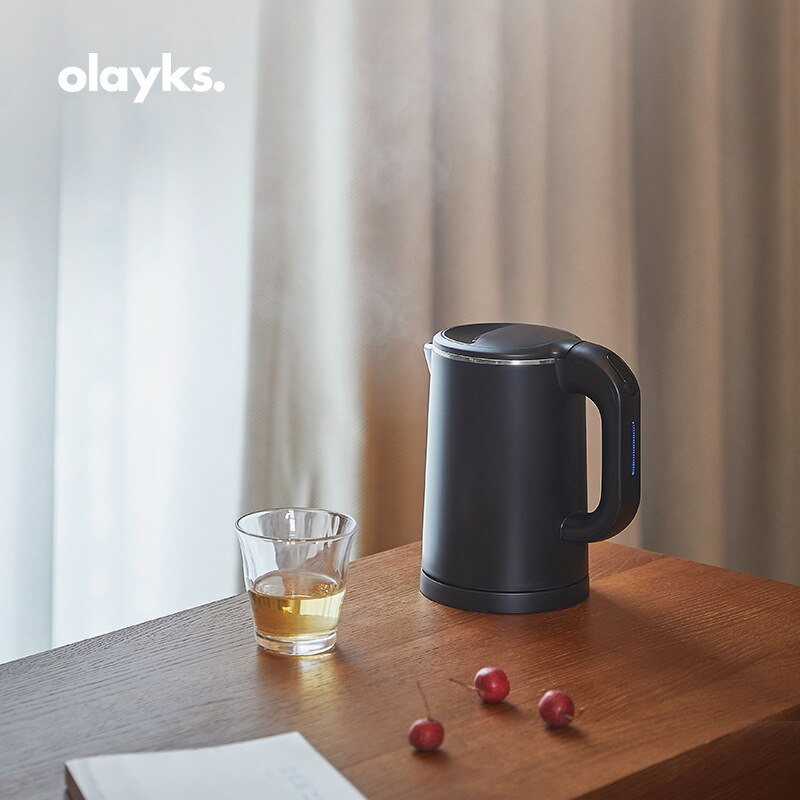 OLAYKS Portable Electric Kettle 1000W Fast Boiling Stainless Teapot Water Kettle 0.8L Electrothermal Led Teapot 220v For Home: black