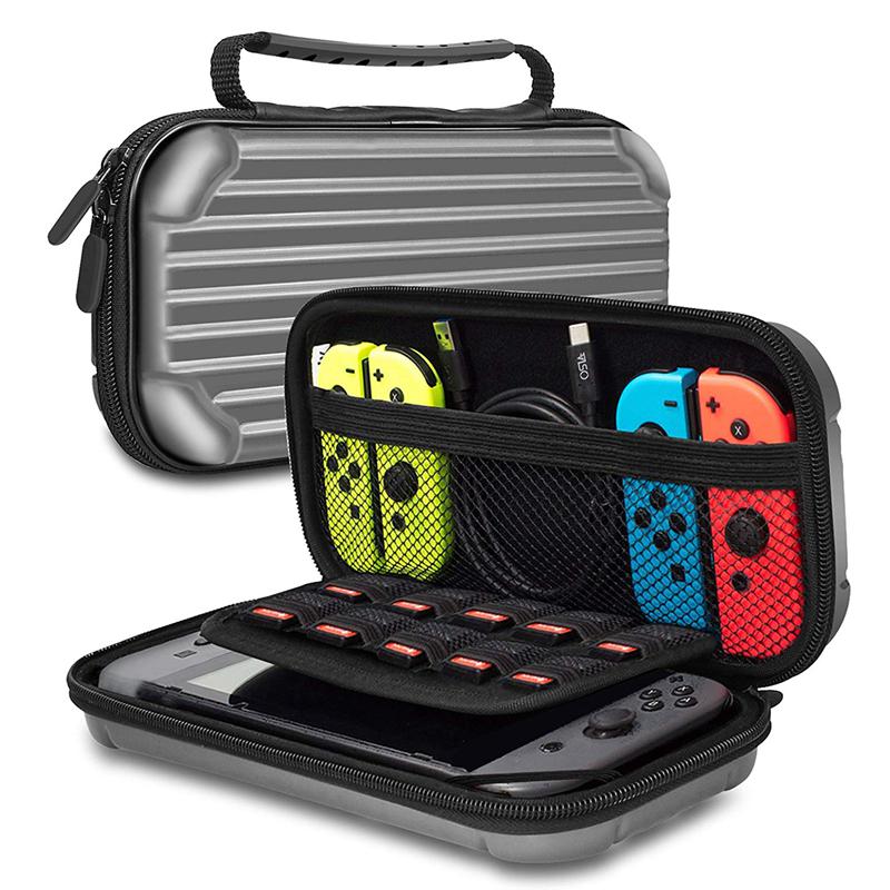 Fuld-til nintendo switch bæretaske bæretaske hård bæretaske rejsetaske hård skal pose opbevaring grå: Default Title