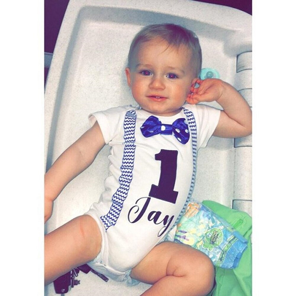 Personalise Boys 1st First Birthday Romper 1st birthday bodysuit Childrens Kids birthday vest Boys 1 Age Size Cake Smash 'one'