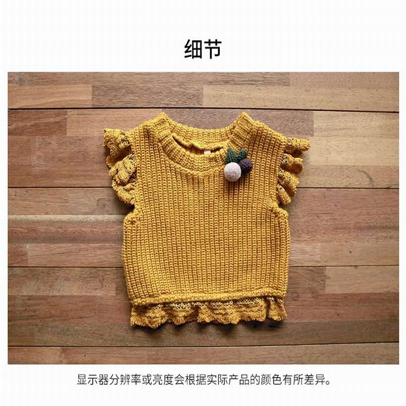 Pull tricoté en dentelle pour bébé fille, gilet, vêtements d'hiver, collection automne-hiver , E20592: yellow / 90cm