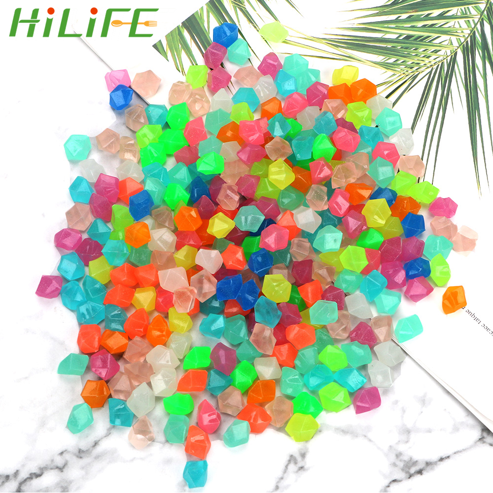 HILIFE Luminous Stone Artificial Cobblestone Garden Decoration 14mm Glowing Pebbles Gravel Resin 300 Piece/Pack