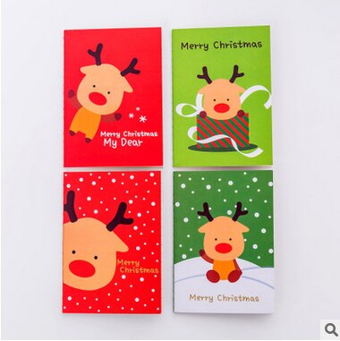 1 stk korea brevpapir lommeplanlægere sød tegneserie jul julemanden elg træ notesbog skole studerende barn præmie: Lyserød