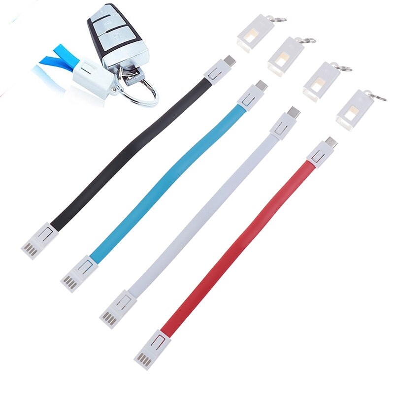 Llavero con Cable de carga rápida, Cable de sincronización de datos para iphone 6s tipo-c, Micro USB C, Cable corto con llavero, Cables para teléfono móvil