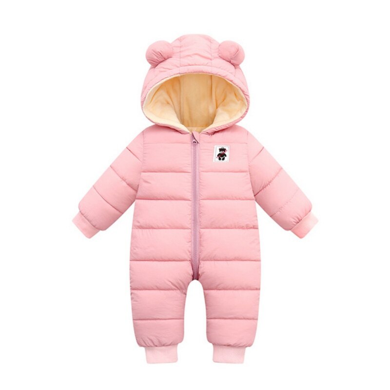 Casual Baby Meisjes Jumpsuit Jongens Lange Mouwen Cartoon Winter Down Cotton Hooded Warm Romper Crawl Pasgeboren Kids Dikke Kleding: P / XL