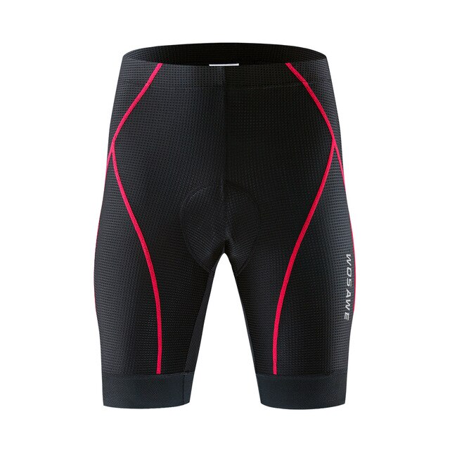 WOSAWE-pantalones cortos de ciclismo para hombre y mujer, Shorts con forro para bicicleta de montaña, acolchado 5D, con empuñaduras de pierna antideslizantes, para verano: Rojo / M