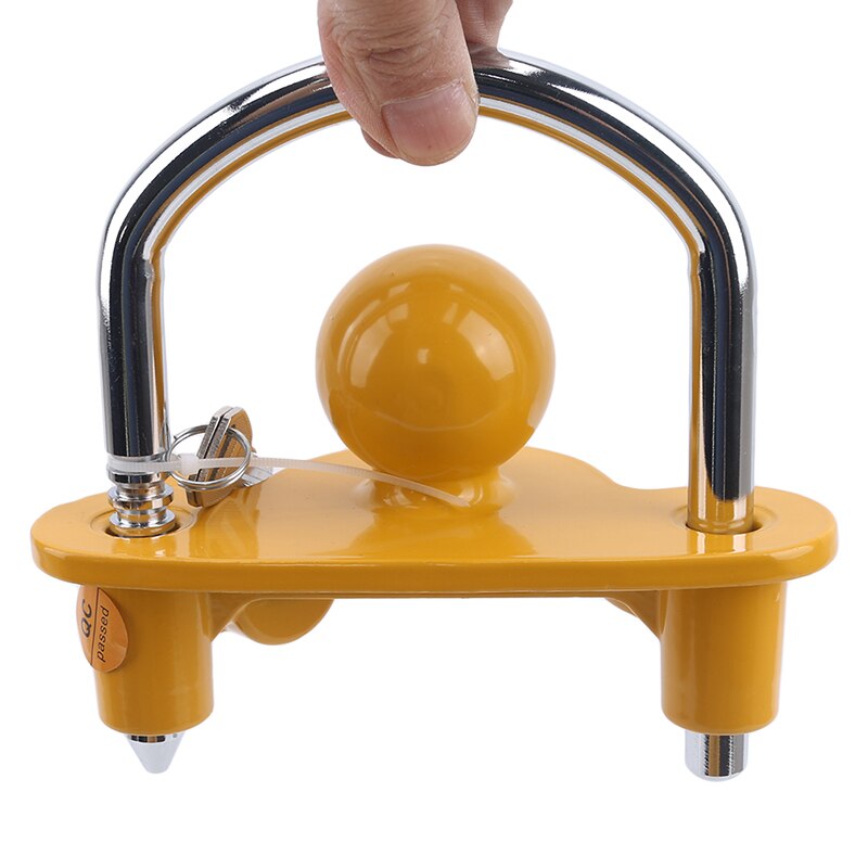 Universal Heavy Duty Hitch Lock Caravan Trailer Ball Coupler Trailer Lock Heavy Duty Hitch Anti-Theft Lock Yellow