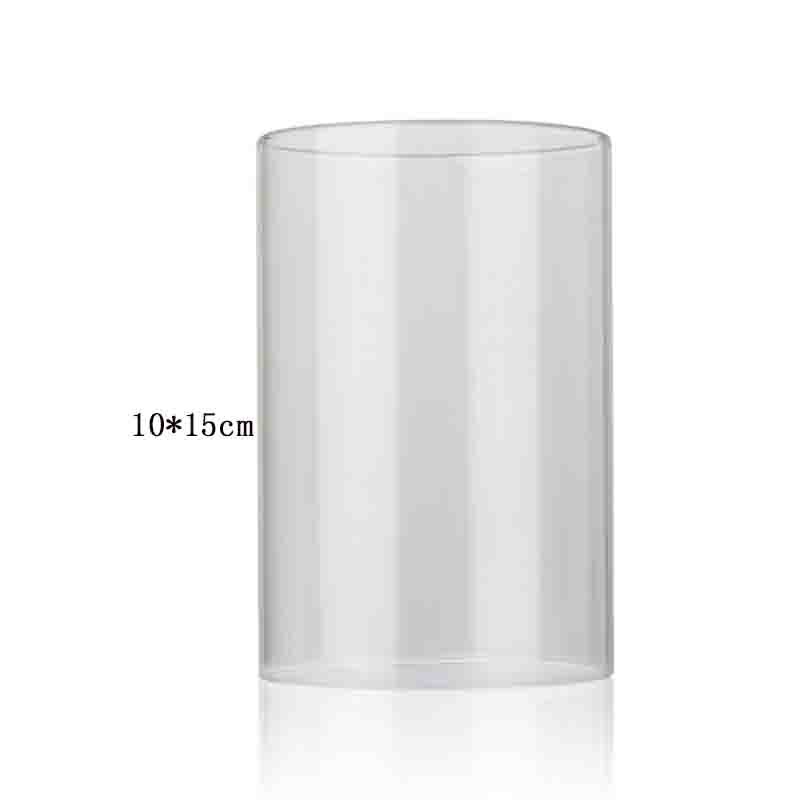 Hurricane Candle Holder with plate Glass Open Ended Glass Bottomless Cylindrical Glass Lamp Shade of Dia10cm 10/15/20cm Height: Dia 10x15cm height