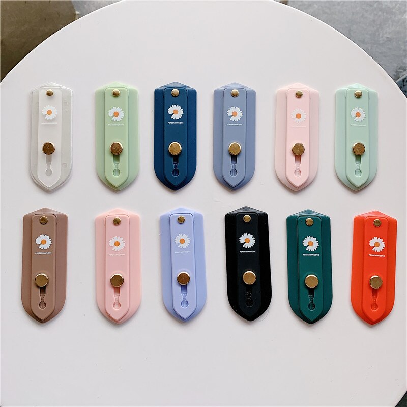 Daisies Flower Push Pull Silicone Candy Color Short Wrist Strap Finger Ring Grip Bracket Phone Holder Universal For iPhone 11