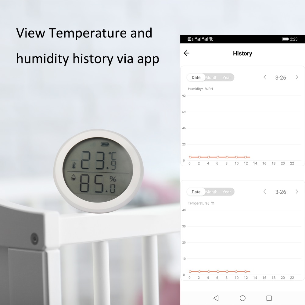 Tuya ZigBee Smart Home Temperature And Humidity Sensor With LED Screen Works With Google Home Assistant