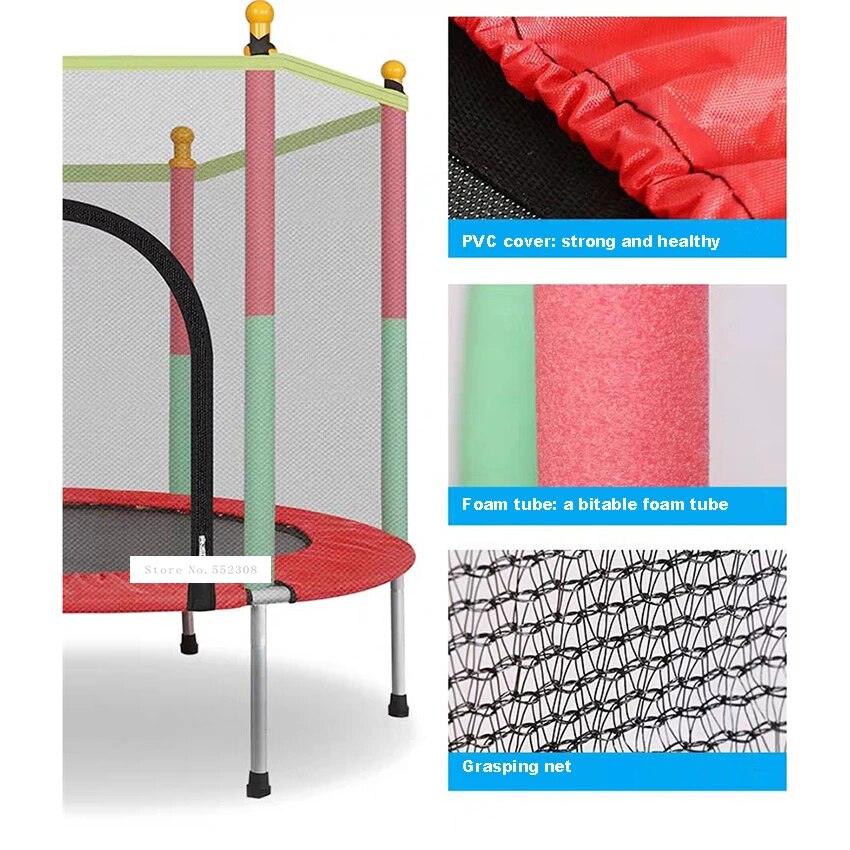 Trampolín redondo de Interior para niños, juguete familiar, cama pequeña de SALTO para el hogar, cama de rebote con red de alambre protectora, 1001
