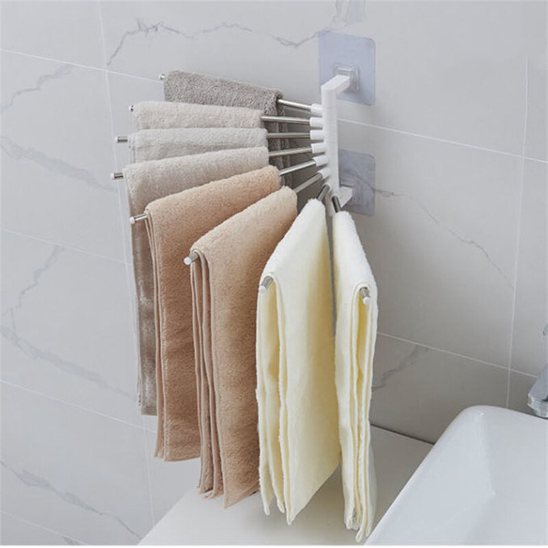 Punch-free Fold Towel Storage Rack Home Wall-mounted Bathroom Toilet Organization Rotate Storage Rod Shopping K127: 8