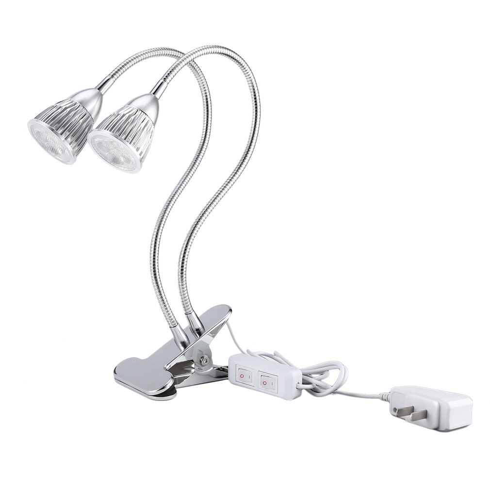 10W Double Head Gooseneck LED Plant Grow Light Clip Table Lamp Hydroponic Desk Grow Light Garden Lighting LED Grow Light