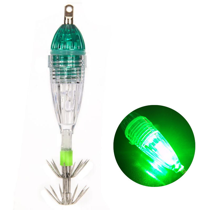 Squid Lure Lamp LED Fishing Lure With Hook Night Flashing Fishing Lamp Underwater Fishing Light Squid Lamp Lures Fishing Tackle: H with hook
