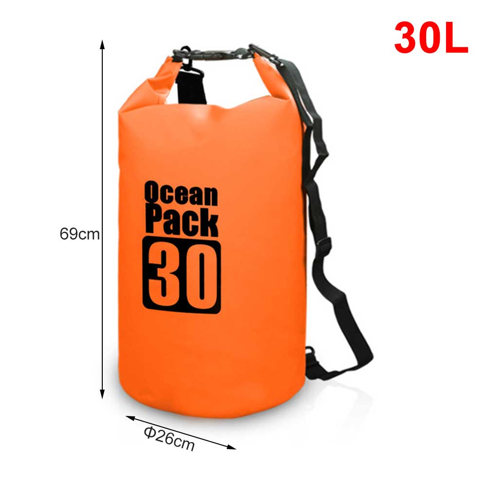 Waterproof Dry Backpack Floating Shoulder Bag Roll Top Sack for Kayaking Rafting Boating River Trekking Swimming Pool Outdoor: Orange 30L