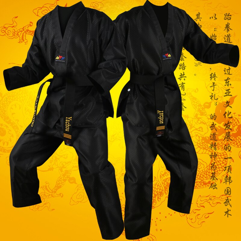 Black Adult Kids Taekwondo Trainers clothing Master Taekwondo Dobok Tae kwon do Uniform for men women TKD Clothes