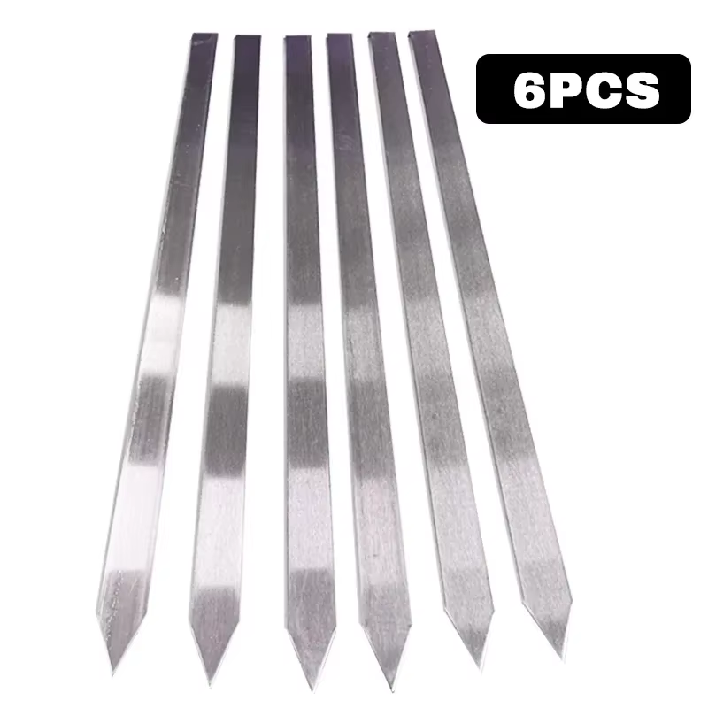 50 cm breite, flache Edelstahl-Grillspieße mit Holzgriff, Schasch, Kebab, türkische persische grillen, Koubideh, iranisch, brasilianisch, europäisch: Blau