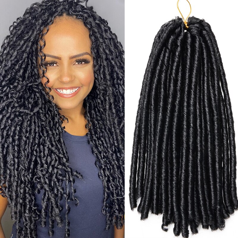 Soft Faux Locs Synthetic Hair 14&quot; 70g Jamaican Crochet Braids hair Full Star Brown Ombre Black Bug for Women Hair Extensions: #1B