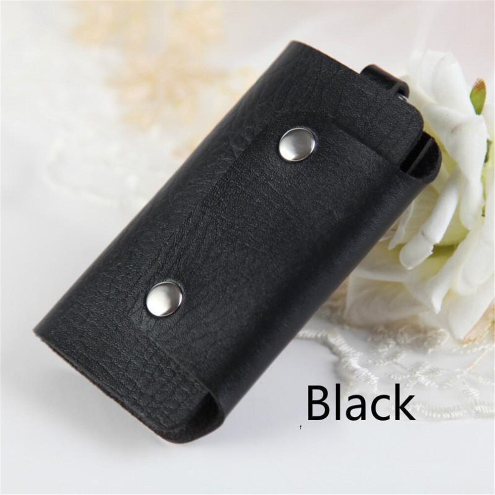 Offre spéciale en cuir PU gouvernante titulaires voiture porte-clés porte-clés sac étui portefeuille couverture boucle clé portefeuille étui voiture porte-clés: Black