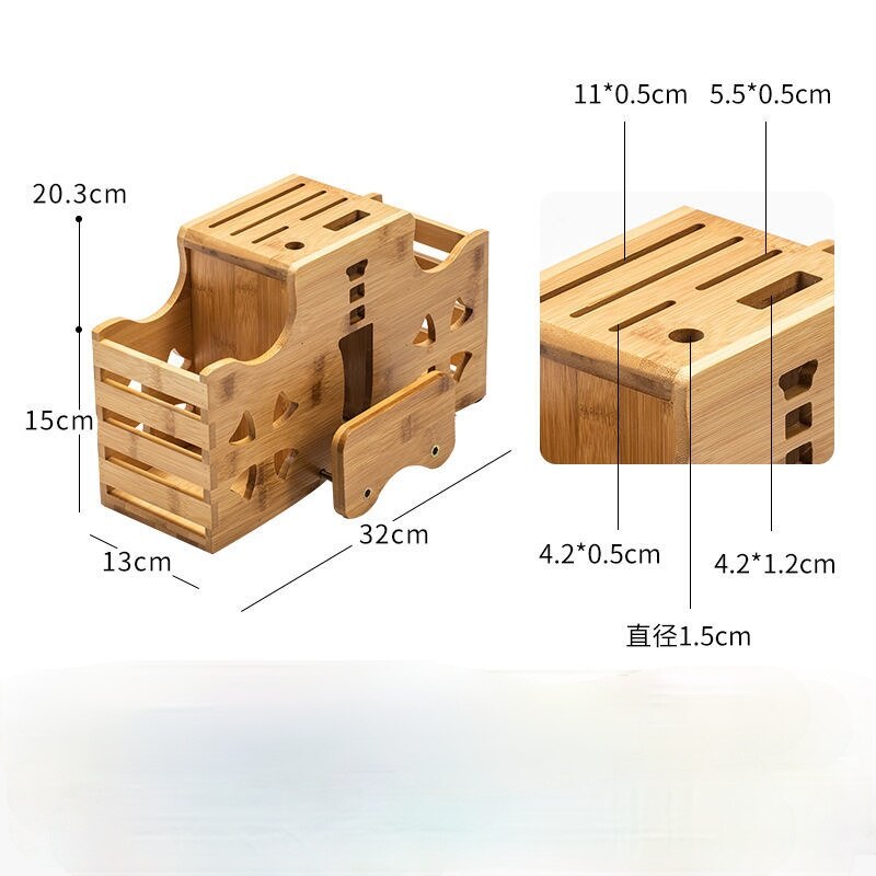 Bamboo Knife Holder, Knife Holder, Storage Rack, Dish Rack, Household Kitchen Supplies, Multi-function Knife Holder: Multifunction